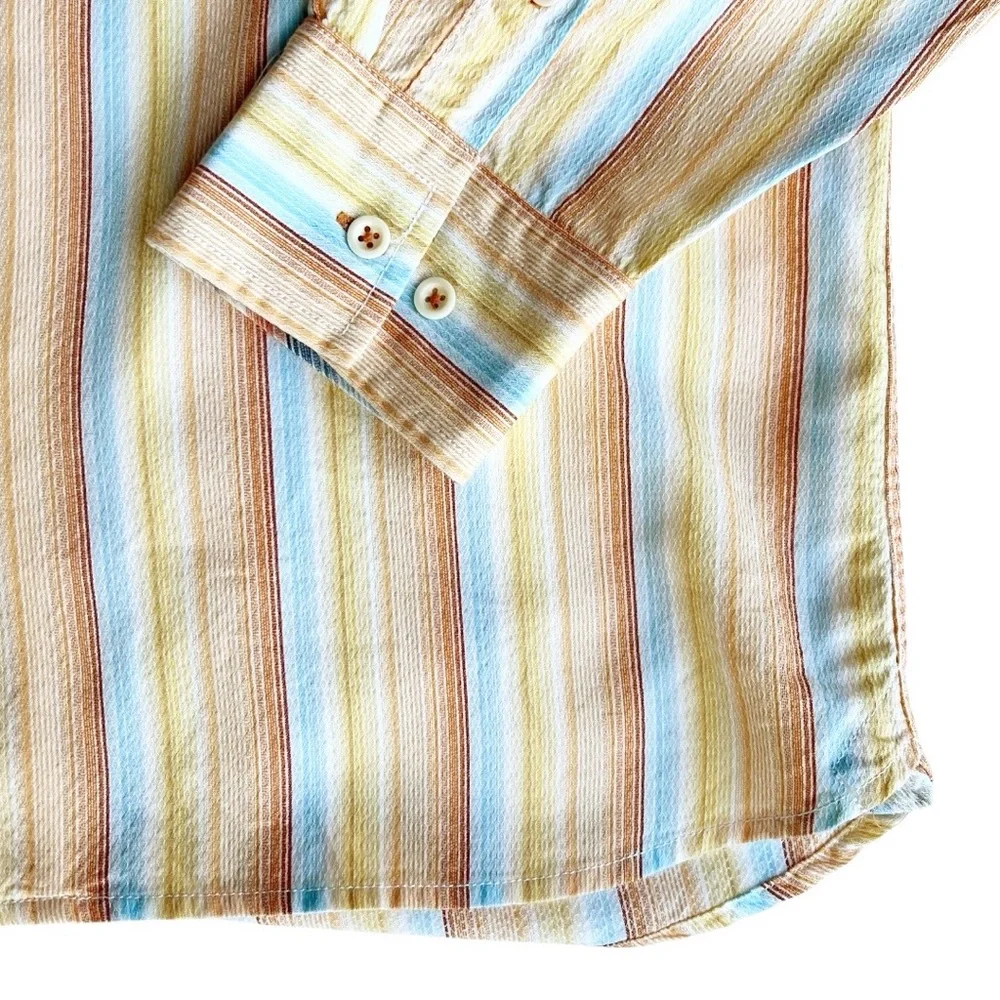 Tommy‎ Bahama Orange Striped Casual Button Down Size Large